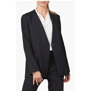 SPANX The Perfect Collarless Blazer Black Ponte Knit Single Button Closure Small
